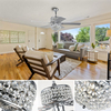 Crystal Ceiling Fan with Lights, 52” Modern Chandelier Fan with Remote Control, Quiet Fandelier with Reversible Dual Finish Blades, Indoor Fan Perfect for Living Room Dining Room, Bedroom, Silver 