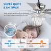 52″ Crystal Ceiling Fan with Lights and Remote Control, Modern Chandelier Fan with Dual Finish Reversible Blades, Quiet Indoor Fanderlier for Living Room, Dining Room, Bedroom