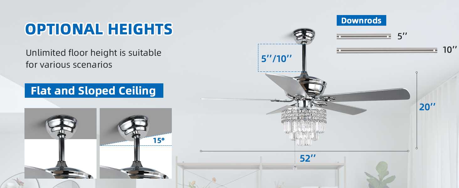 Crystal Ceiling Fan with Lights and Remote (3)