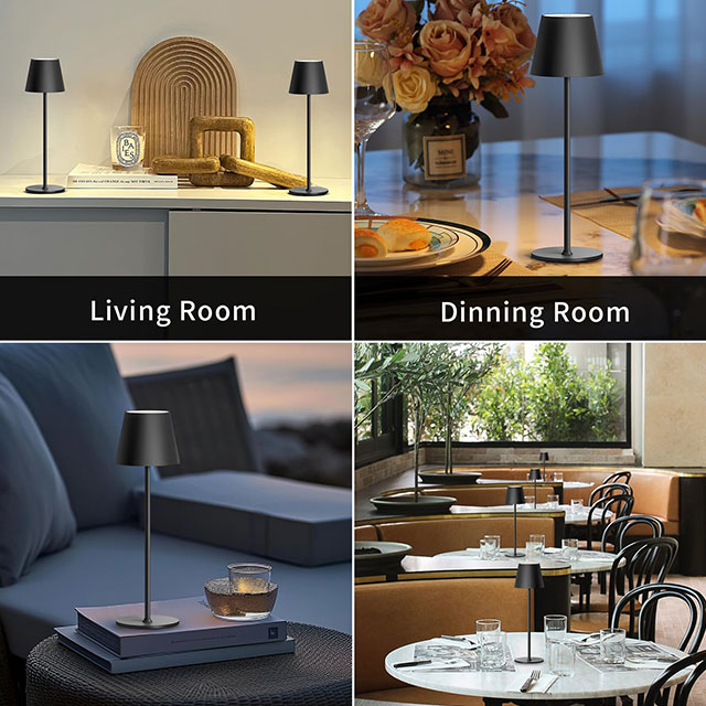 Cordless Rechargeable Table Lamp, 26000mAh Battery Powered LED Desk Lamp, 3 Color Stepless Dimming Up, Portable Table Light Lamp for Bedroom Restaurant Outdoor