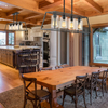 Dining Room Light Fixtures Over Table, Black Farmhouse Chandeliers for Dining Room 4/5/6-Lights with Cylinder Clear Glass, Apply to Rectangle Chandelier for Kitchen Island Bar Cafe 