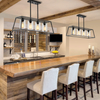 Dining Room Light Fixtures Over Table, Black Farmhouse Chandeliers for Dining Room 4/5/6-Lights with Cylinder Clear Glass, Apply to Rectangle Chandelier for Kitchen Island Bar Cafe 