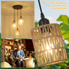 3 Lights Rattan Pendant Light, Farmhouse Dining Room Light Fixtures Ceiling Hanging, Boho Pendant Lighting with Hand Woven Wicker Shades for Kitchen Island Living Room Bedroom Foyer Hallway 