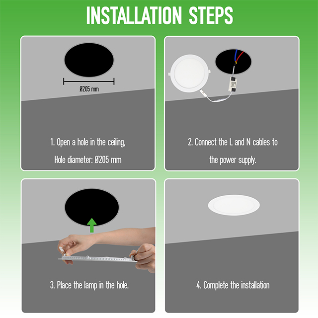 18W 3CCT Round Recessed LED Panel Light with CCT Switch | &Oslash;225mm