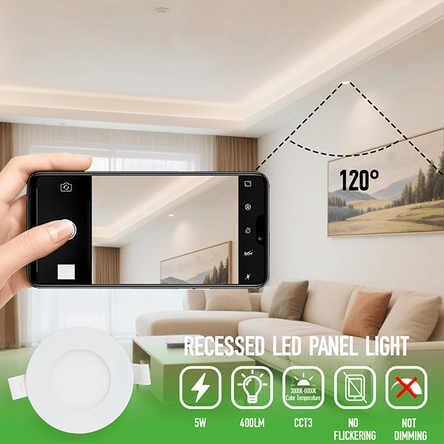 5W 3CCT Recessed LED Panel Light with CCT Switch | &Oslash;85mm