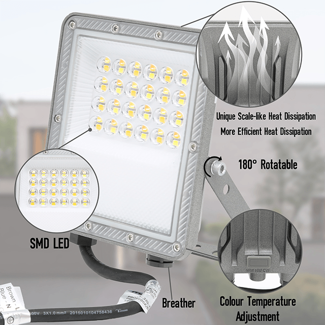 20W LED Floodlights 3CCT (3000K-4000K-6500K) 107 PT04