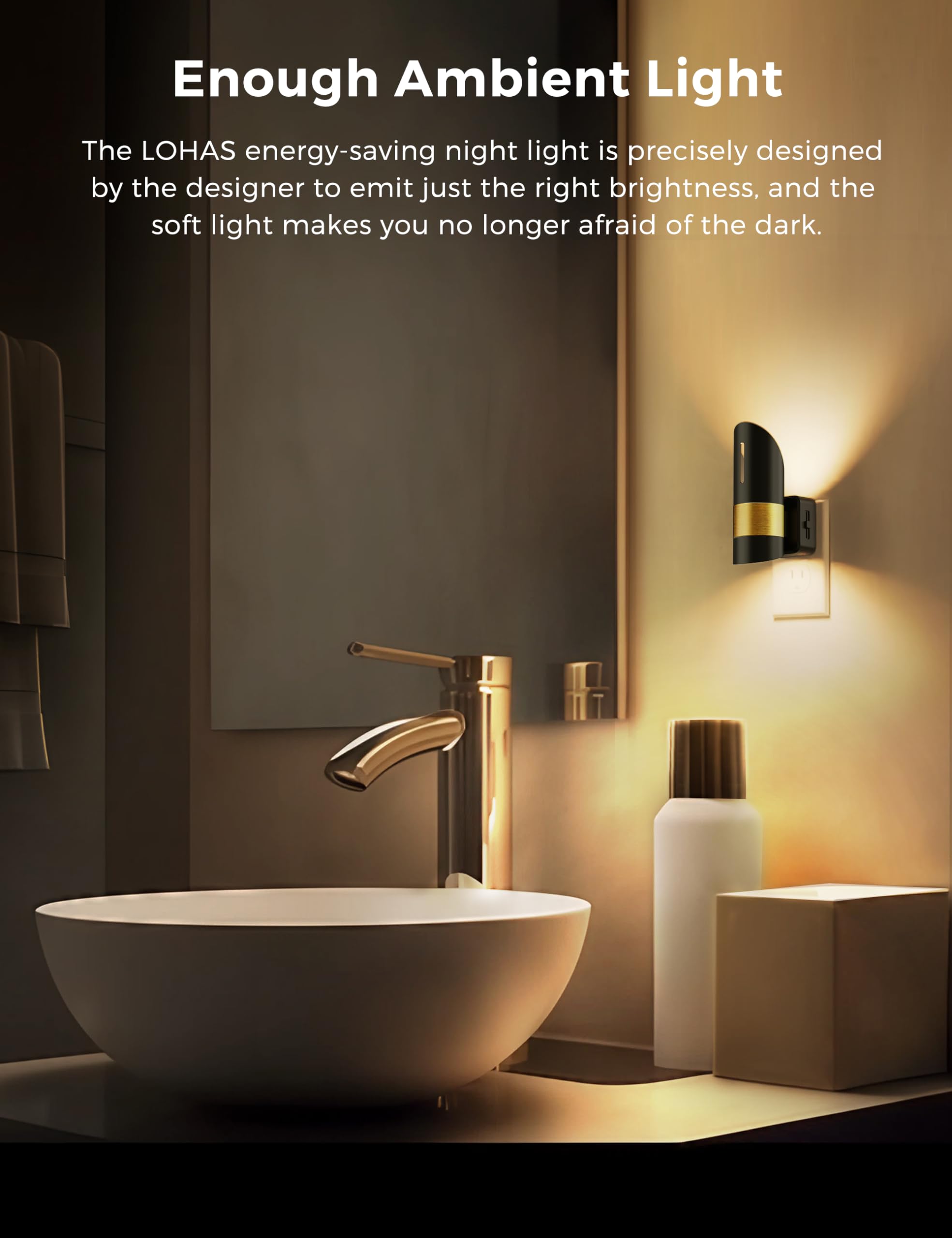 LED Night Light,Night Lights Plug into Wall ,Adjustable Brightness,Dusk to Dawn Sensor,3000K Soft White,Decorative Night Light for Home Bedroom Bathroom Hallway Living Room