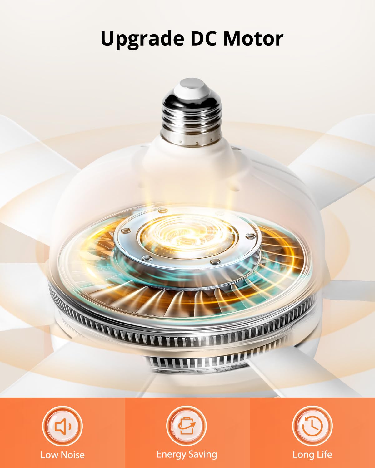 Socket Fan Light with Remote, E26 Base 17.7