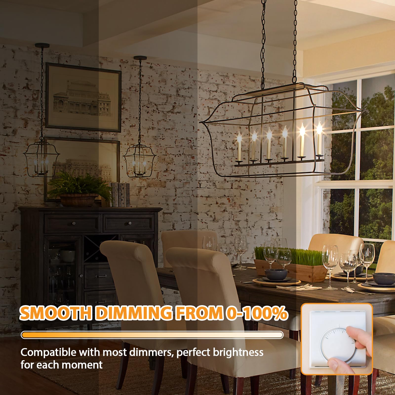 Dimmable E12 Candelabra LED Light Bulbs Equivalent, Chandelier Light Bulbs, Flame Tip Candle Light Bulbs
