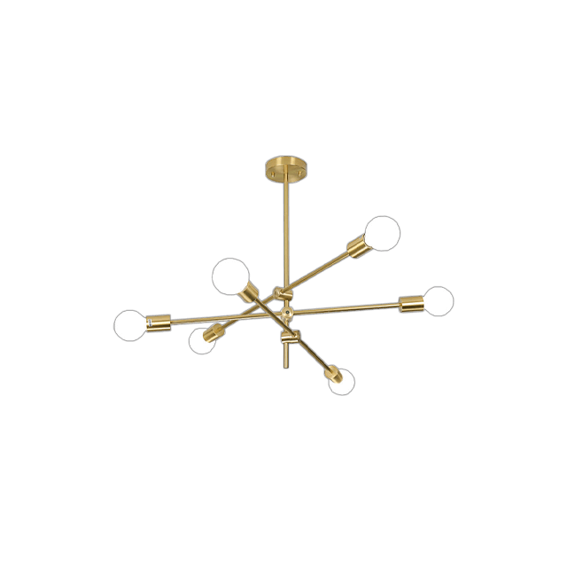 3-Colour LED Modern Pendant Light E27 Head 6 Bulbs