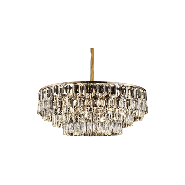 9207 Electroplated Iron LED Gold Modern Crystal Pendant Lamp E14 Head 550MM 750MM