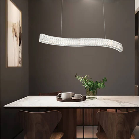 960*200Mm18+18W Two-Colour Light Source Stainless Steel + Crystal Smart Home Lights Chandeliers Pendant Lights Interior Ceilings