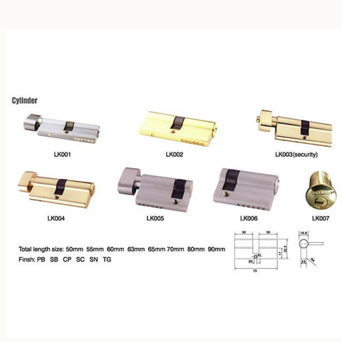 LK001-007 sand nickel half cut 45mm brass lock cylinder