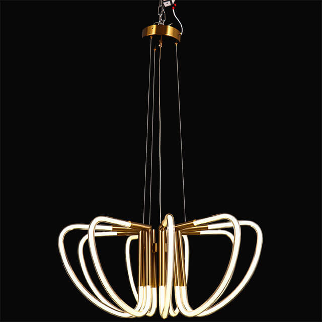 Φ600*H1500MM 60W 3000K brass coloured lamp head, white tube modern LED pendant lamp Made in China