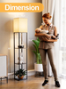 Floor Lamp with Shelves for Living Room, Shelf Floor Lamp with 3 CCT LED Bulb, Corner Display Standing Column Lamp Organizer Tower Nightstand with White Linen Shade for Bedroom, Office 