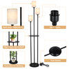 Floor Lamp with Shelves, Modern Floor Lamps for Living Room, 3-Lights Standing Lamp with Linen Shade and Foot Switch, Industrial Standing Lamps for Bedroom, Black Tall Table Lamp for Office 