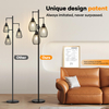 Dimmable Floor Lamp,Farmhouse Industrial Floor Lamp Standing Tree Lamp with Elegant Teardrop Cage Tall Lamps for Living Room Bedroom Office Dining Room 