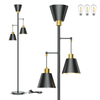 Floor Lamps for Living Room - Black Floor Lamp with Cage Shade 70'' Standing Lamps for Living Room Corner Floor Lamp with 3 LED Bulbs Rustic Floor Lamp