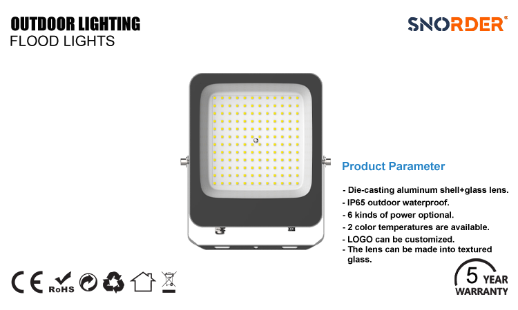 1. CE ROHS China made 20W30W50W100W150W200LED modern aluminum floodlight 180-245V 2835 chip IP65 waterproof and dustproof beam angle 120
