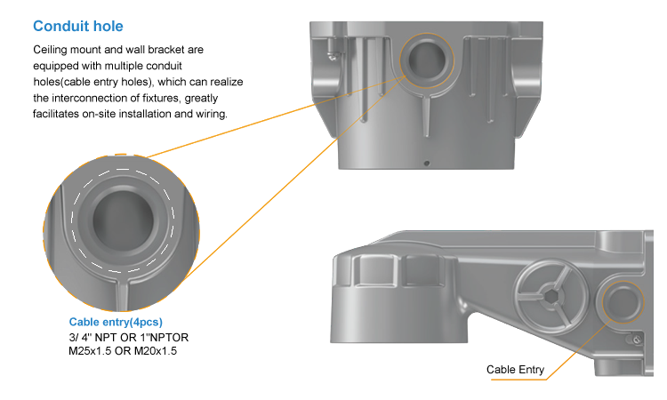 3. A variety of installation methods 40W 70W can choose China-made LED modern explosion-proof lamp 5000K IP66 waterproof and dustproof IK10 explosion-proof 140lmw 5-year warranty