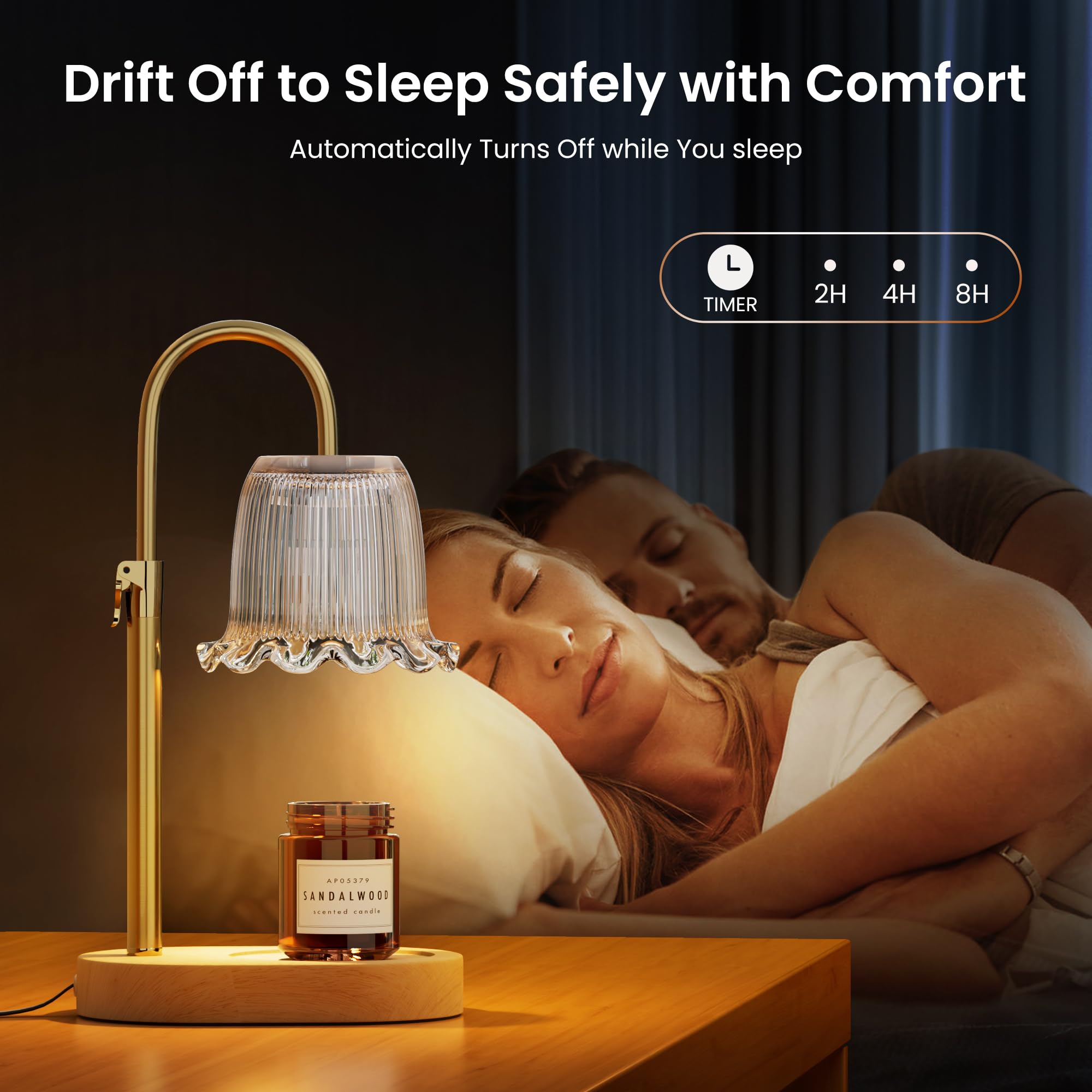 Candle Warmer Lamp with Timer, Candle Lamp Warmer 4 Level Dimmable, Mothers Day Gift and House Warming Gift New Home Bedroom Decor Adjustable Candle Warmer Lamp for Jar Candles for Bedroom 