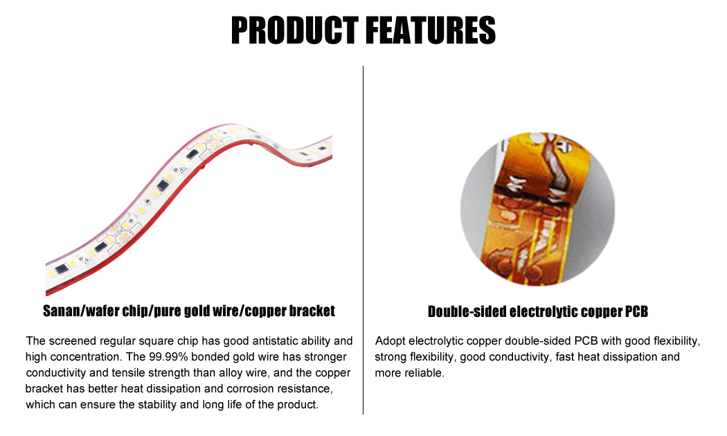 2. Sanan,wafer chip,pure gold wire,copper bracket, double-sided electrolytic copper PCB. Wholesale LED flow high-voltage lamp with voltage of 220V indoor lighting waterproof lighting outdoor lighting, 50m per ro