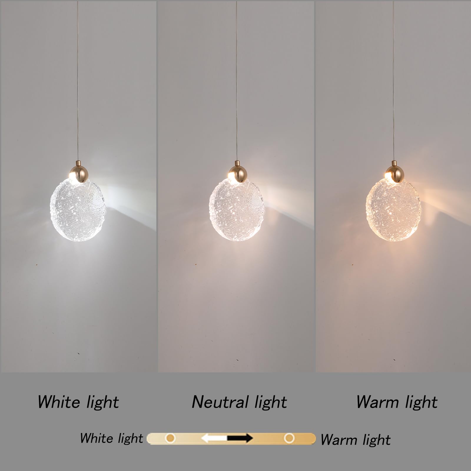 Crystal Pendant Lights for Kitchen Island, Gold Pendant Lights Kitchen Island with 3-Color Lights, Island Lights for Kitchen, Kitchen Island, Dining Room, Bedrooms 