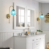 Glass Wall Sconce Mid Century Vintage Wall Lamp Modern Globe Bathroom Sconces Wall Lighting Brass Gold Wall Sconces Long Thin Wall Sconce Bedroom Bedside Wall Lamp