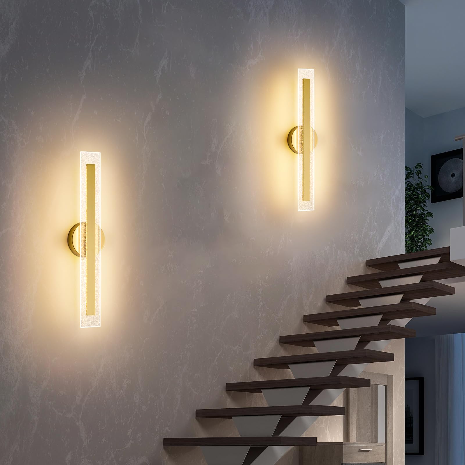 LED Wall Scone Lighting 22.8in, Modern Wall Lamps with Remote Control Dimmable Color Temperature, Acrylic LED Wall Light Vanity Light for Living Room Hallway Bathroom Bedroom Stairs 