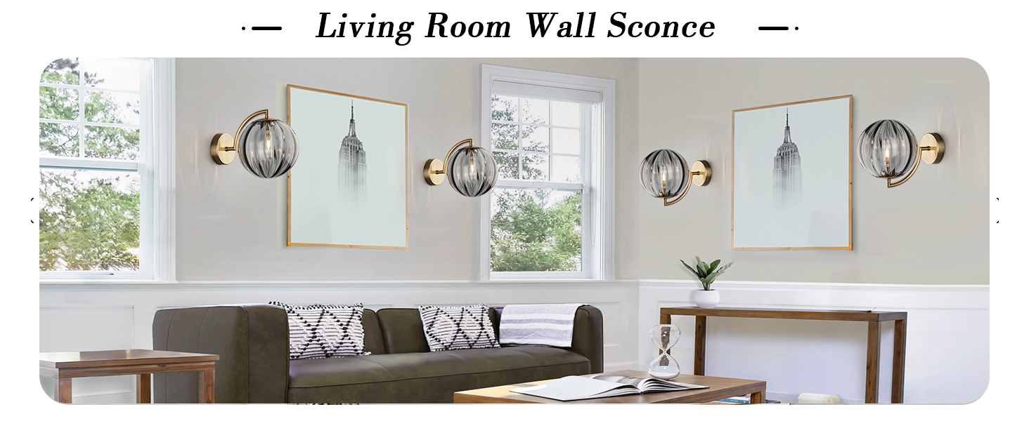 Glass Wall Sconces Brushed Brass Wall Sconce Light (2)