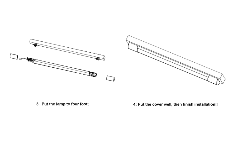 8. Schematic diagram of installation dimensions, 30W 40W 50W 60W can choose to wholesale modern LED three-proof purification lamps with voltage of 220-240V, 1.0mm Aluminum Housing+1.3mm PC Cover, 3CCT switch a