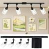 H-Type Track Lighting Heads Black with 39.3 Inches H-Type Tracking Rail, Ceiling Track Lighting Fixtures Replacement Heads with Clear Glass Shade Modern Ceiling Spotlight, E26 Bulb Base