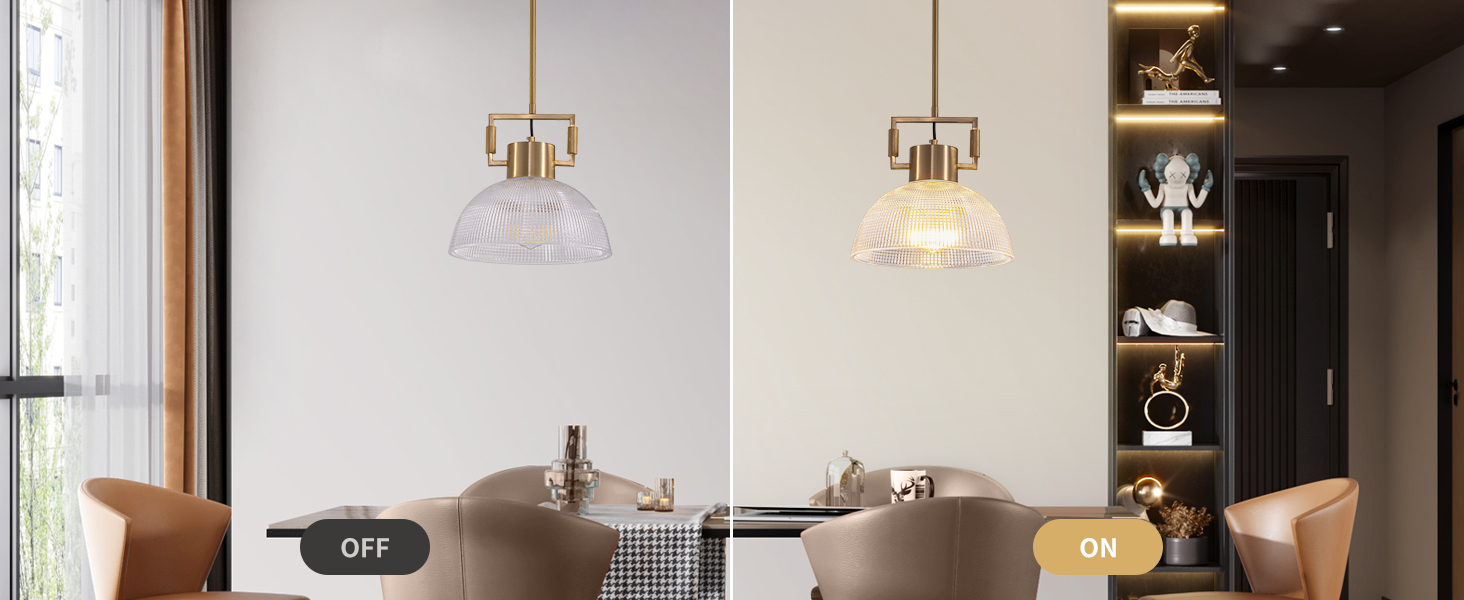 Modern Vintage Fluted Large Dome Shade Brass Island Lights (5)