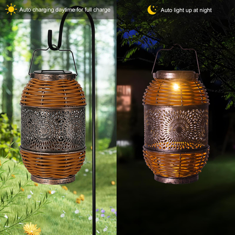 Solar Lanterns Outdoor Hanging Waterproof,Rattan Solar Lights for Outdoor Solar Table Lamps Decoration for Garden,Yard,Patio,Porch,Trees,Lawn,Pathway 