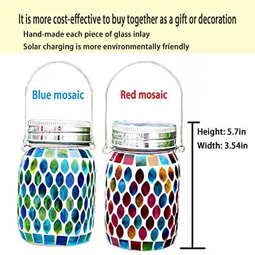 Solar Outdoor Mosaic Lantern,Solar Lights Outdoor Hanging Lanterns Rechargeable Waterproof Table lamp Mosaic Night Light for Garden, Patio, Party, Yard, Outdoor/Indoor Decorations 