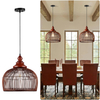 Rattan Pendant Light Kitchen Island, 15.8" Boho Dining Room Light Fixture Hand-Woven Wicker Chandelier Farmhouse Weaving Lighting Coastal Ceiling Hanging Lights for Living Room Restaurant 