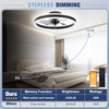 Low Profile Ceiling Fans with Lights and Remote, Flush Mount Ceiling Fans with Light, 3000K-6500K Dimmable Fandelier LED Fan Light, White Bladeless Ceiling Fans with Lights for Bedroom 