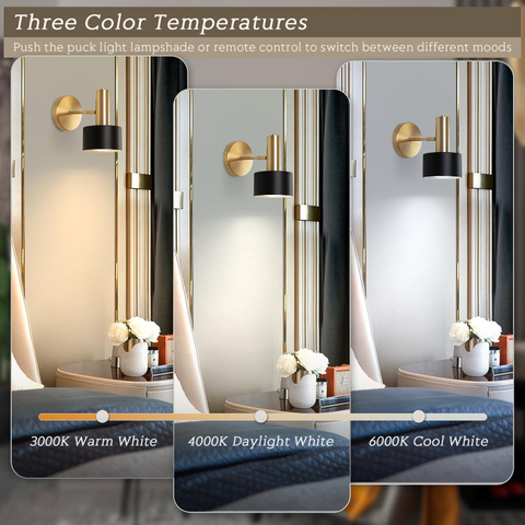 Battery Operated Wall Lights, Wireless Battery Powered Wall Sconce, Modern Metal Indoor Wall Lamp, Dimmable with Remote, Suitable for Living Room Bedroom Golden-Like Brass Finish