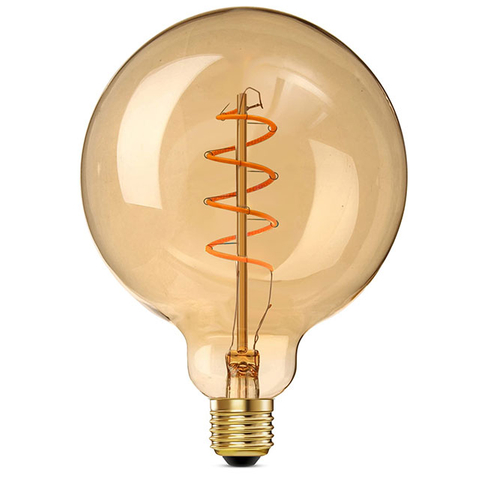 Spiral LED Edison Bulbs E27 Screw, Non Flicker, 4W Retro Filament LED Vintage Light Bulbs, Soft Warm White 2200K,Amber Glass, 40 Watts Equivalent, Amber Tungsten Lamp