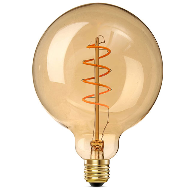Spiral LED Edison Bulbs E27 Screw, Non Flicker, 4W Retro Filament LED Vintage Light Bulbs, Soft Warm White 2200K,Amber Glass, 40 Watts Equivalent, Amber Tungsten Lamp