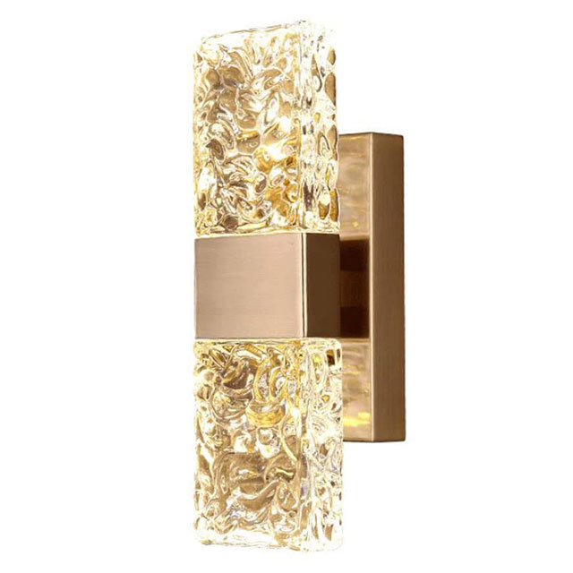 Modern Crystal LED Wall Light, Water Ripple Design Wall Lamp, Gold Wall Sconce, Up and Down Wall Light, Bathroom Vanity Light, Crystal Lamp for Living Room, Bedroom, Bedside