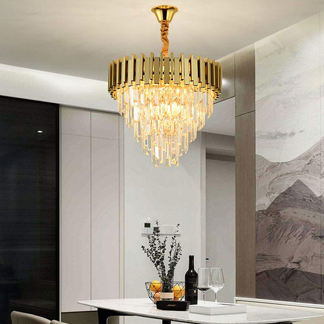 Modern Gold Crystal Chandelier Crystal Pendant Chandeliers, Crystal Hanging Lighting for Dining Room Living Room Entryway Foyer Crystal Ceiling Pendant Light 400Mm 600Mm 800Mm