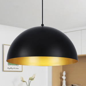 Industrial Dome Chandelier Vintage Farmhouse Black and Gold Pendant Light Fixtures Large Pendant Light E27 Aluminium for Kitchen Island Dining Room, Bedroom, Hallway, Foyer 