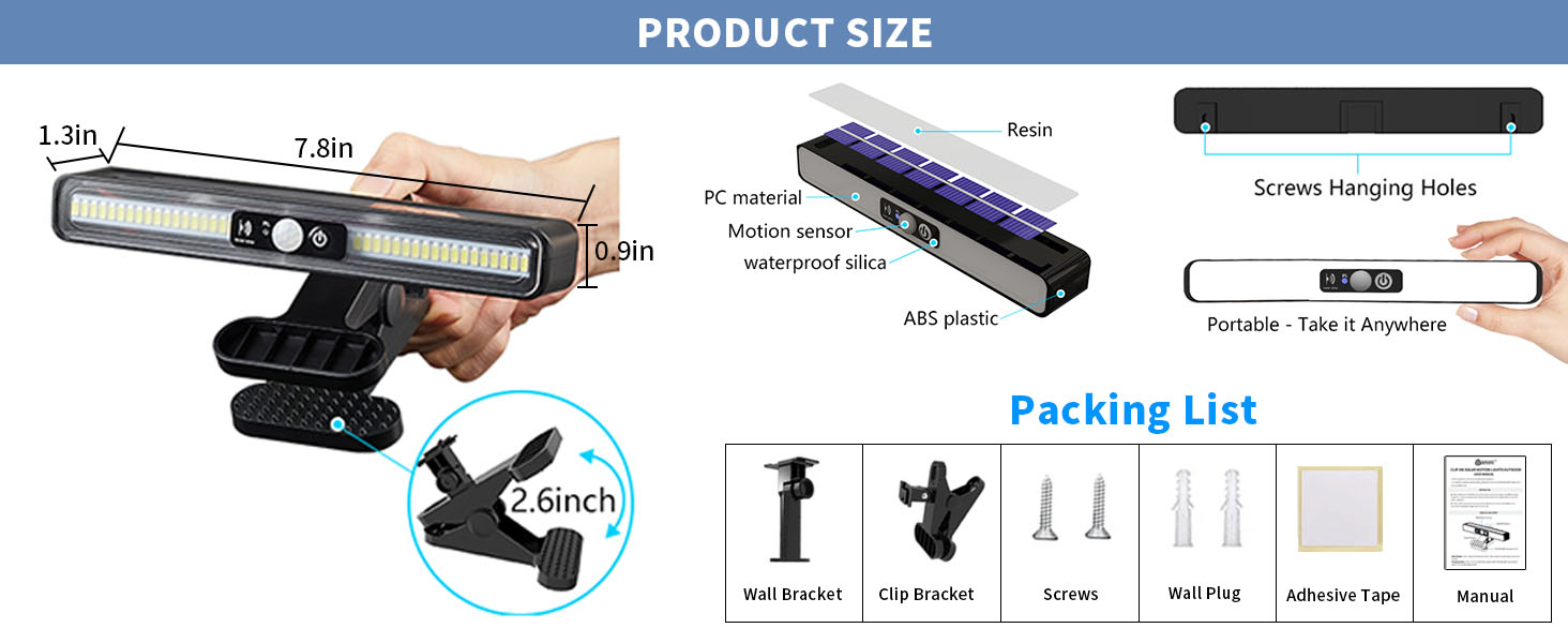Clip On Solar Motion Lights Outdoor Waterproof (6)