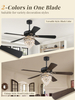 52 Inch Farmhouse Fandelier Ceiling Fan with Light, Crystal Ceiling Fan Chandelier with 6 Speeds, Quiet Reversible Noiseless DC Motor, 3CCT, Indoor Ceiling Fan for Living Room Bedroom 
