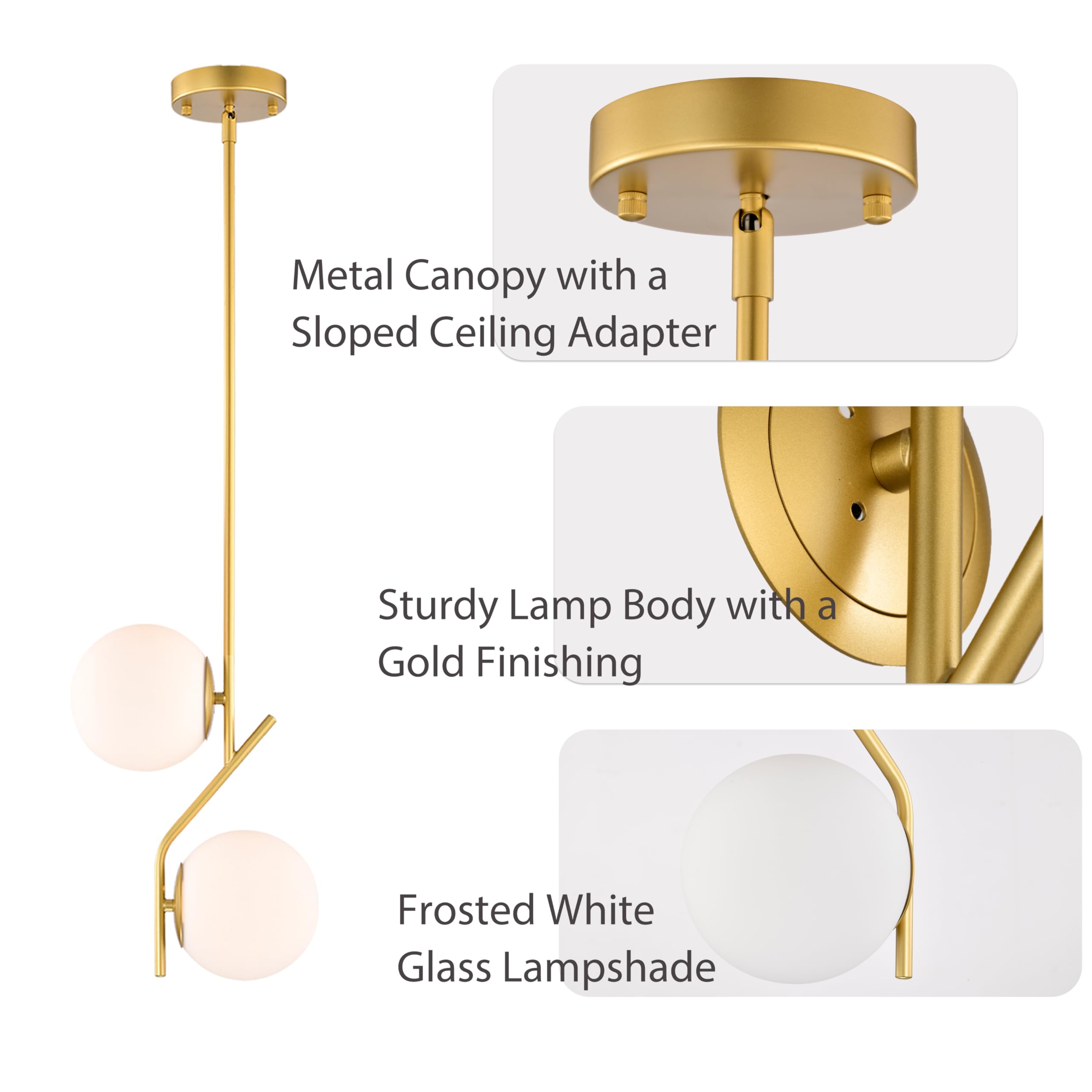 Pendant Light Fixture Glass Globe Pendant Light Mid Century Pendant Lights 2-Light Modern Pendant Light for Dining Room 