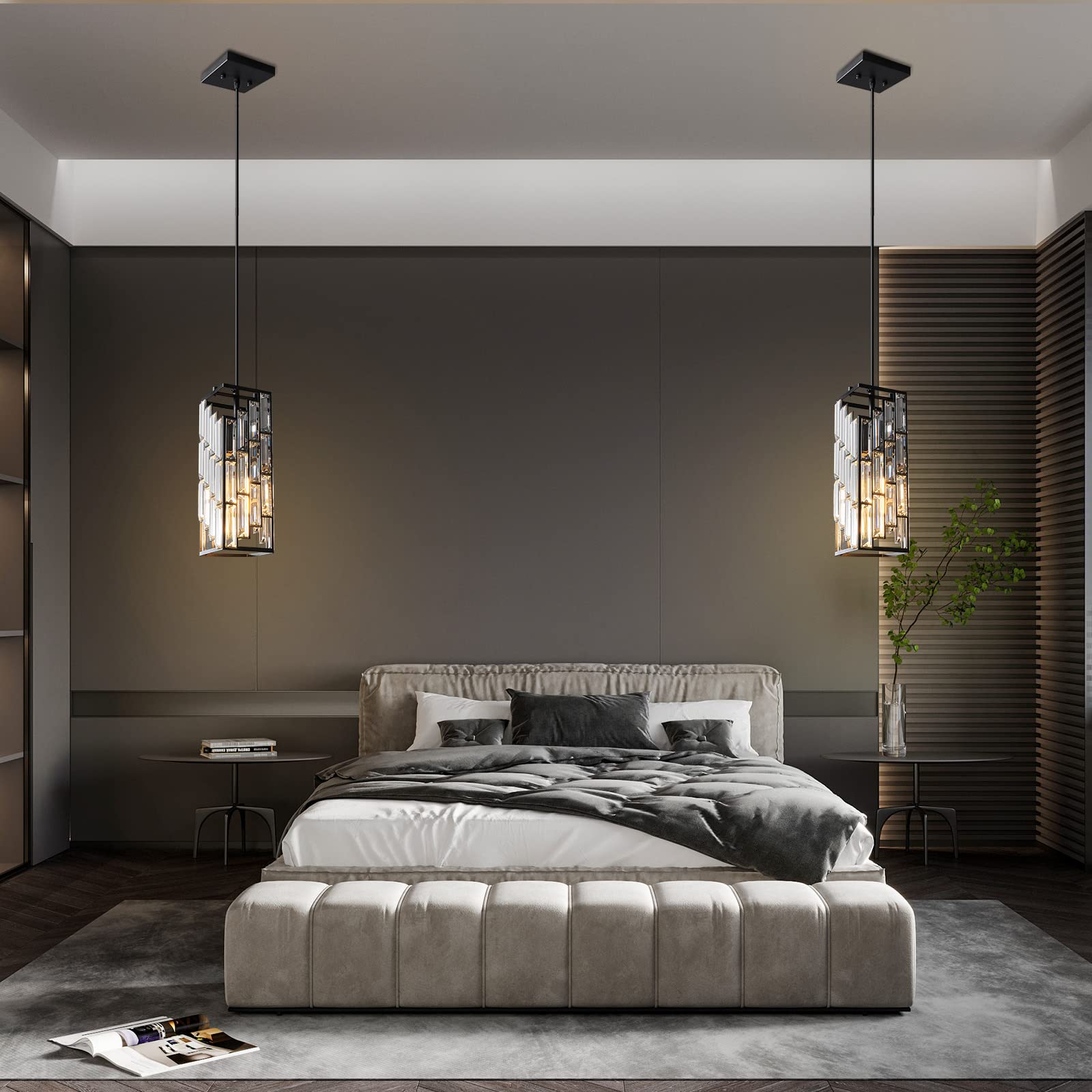 Pendant Lighting Modern Pendant Light, Mini Crystal Chandeliers,Adjustable Pendant Light Fixture for Kitchen Island Dinning Room Bedroom 