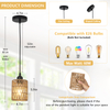 Rattan Pendant Lights Kitchen Island, Farmhouse Pendant Lighting with Hand Woven Wicker Shade, Boho Chandelier Light Fixtures Ceiling Hanging for Dining Room Bedroom Foyer Hallway 