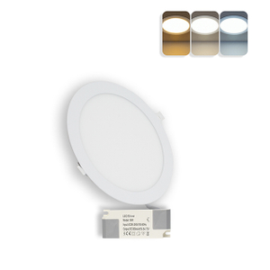 18W 3CCT Round Recessed LED Panel Light with CCT Switch | &Oslash;225mm