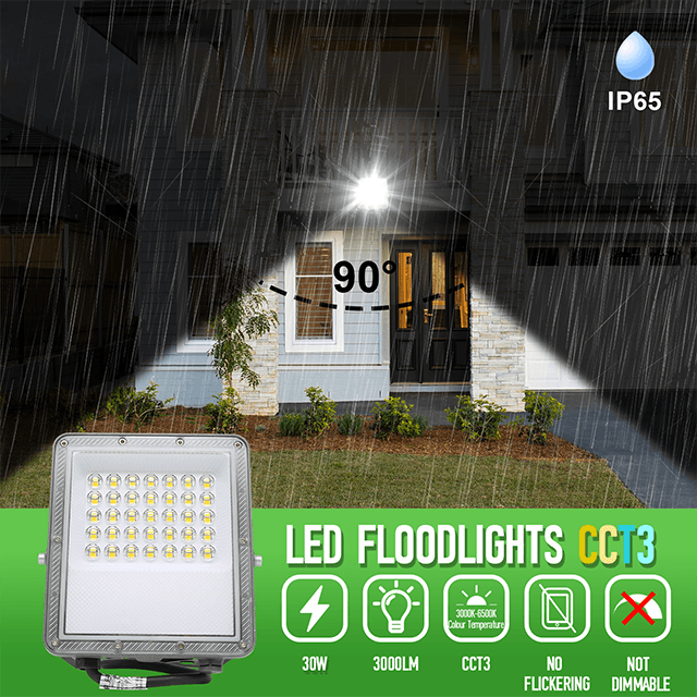 30W LED Floodlights 3CCT (3000K-4000K-6500K) 108 PT03